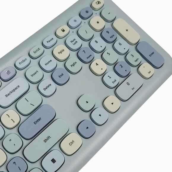 Wireless Keyboard & Mouse Combo Set Retro Round Keycaps Ergonomic Design Pastel - Picture 6 of 10